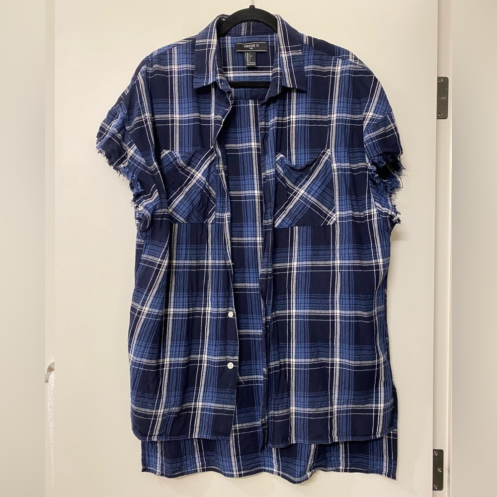 Forever 21 Blue Plaid Men’s Sleeveless Shirt